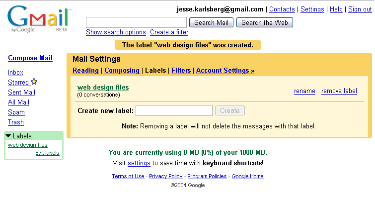 Gmail (beta) Labels